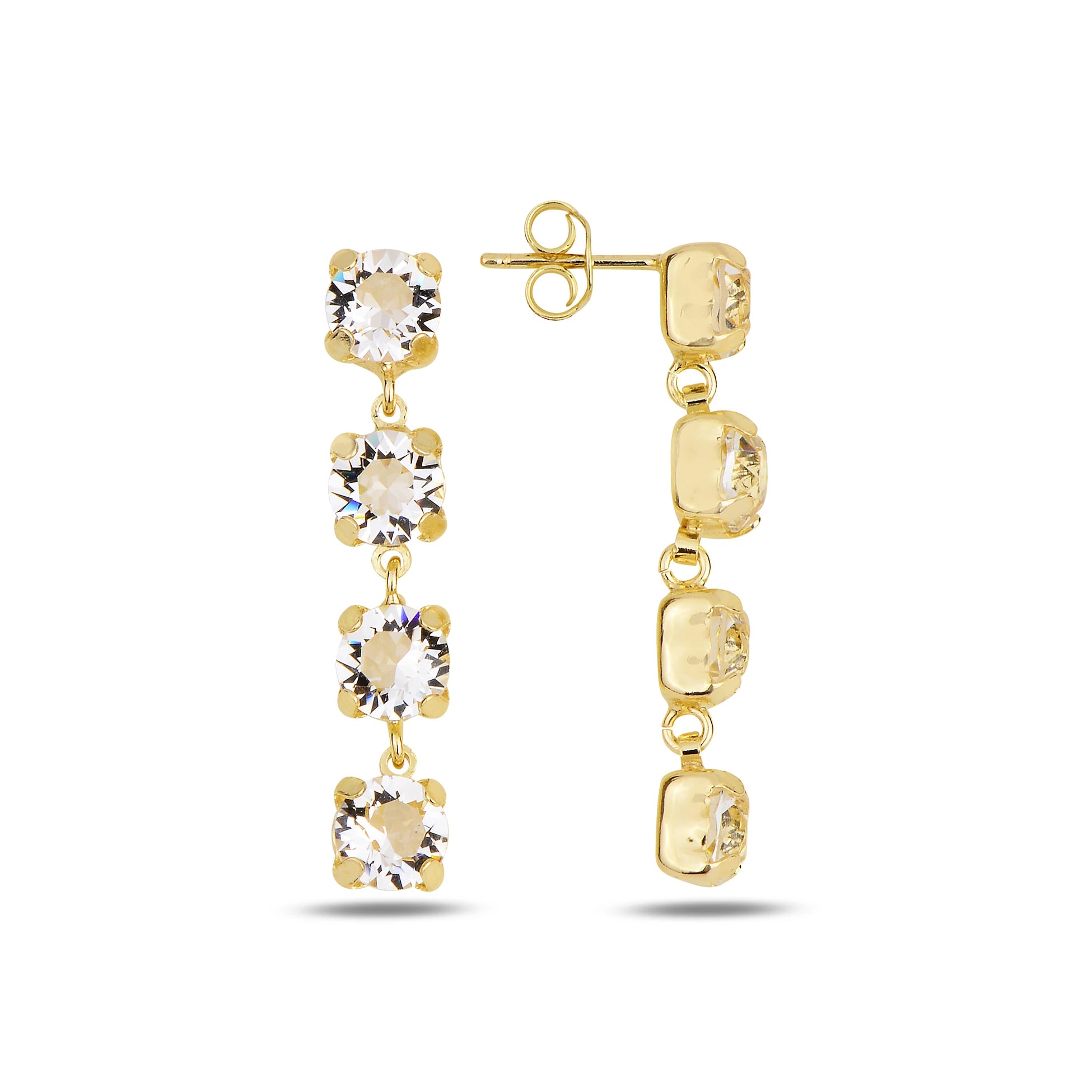 Full-Circle Crystal Dangle Earrings - Elegant Bold Statement Design