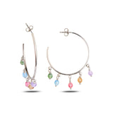 925 Sterling Silver Hoop Earrings - Sparkling Colored Swarovski Crystals