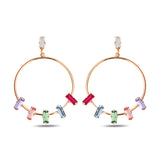 Elegant Dangling Hoop Earrings - Luxurious Design with Vibrant Hues