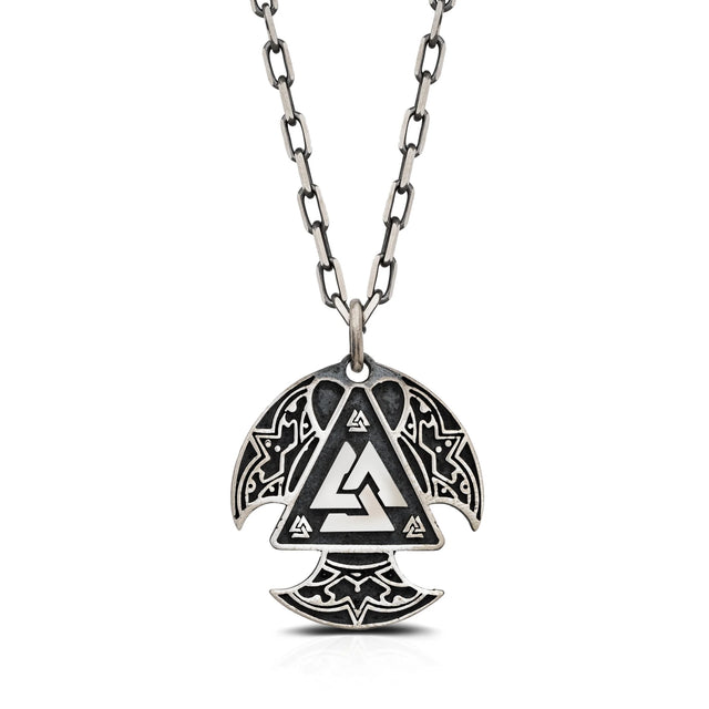 Sterling Silver Valknut Pendant Necklace - Nordic Symbolism