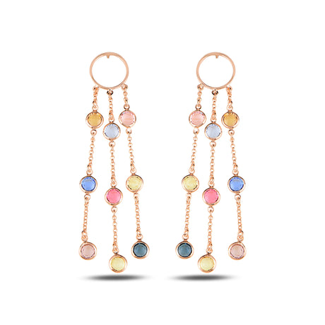 Colorful Gemstone Dangle Earrings - Vibrant Summer Sparkle