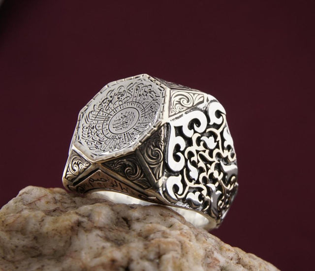 Sterling Silver Octagonal Men's Ring - Inspired Design