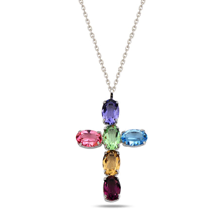 Elegant Rounded Oval Cross Pendant Necklace - Modern Style