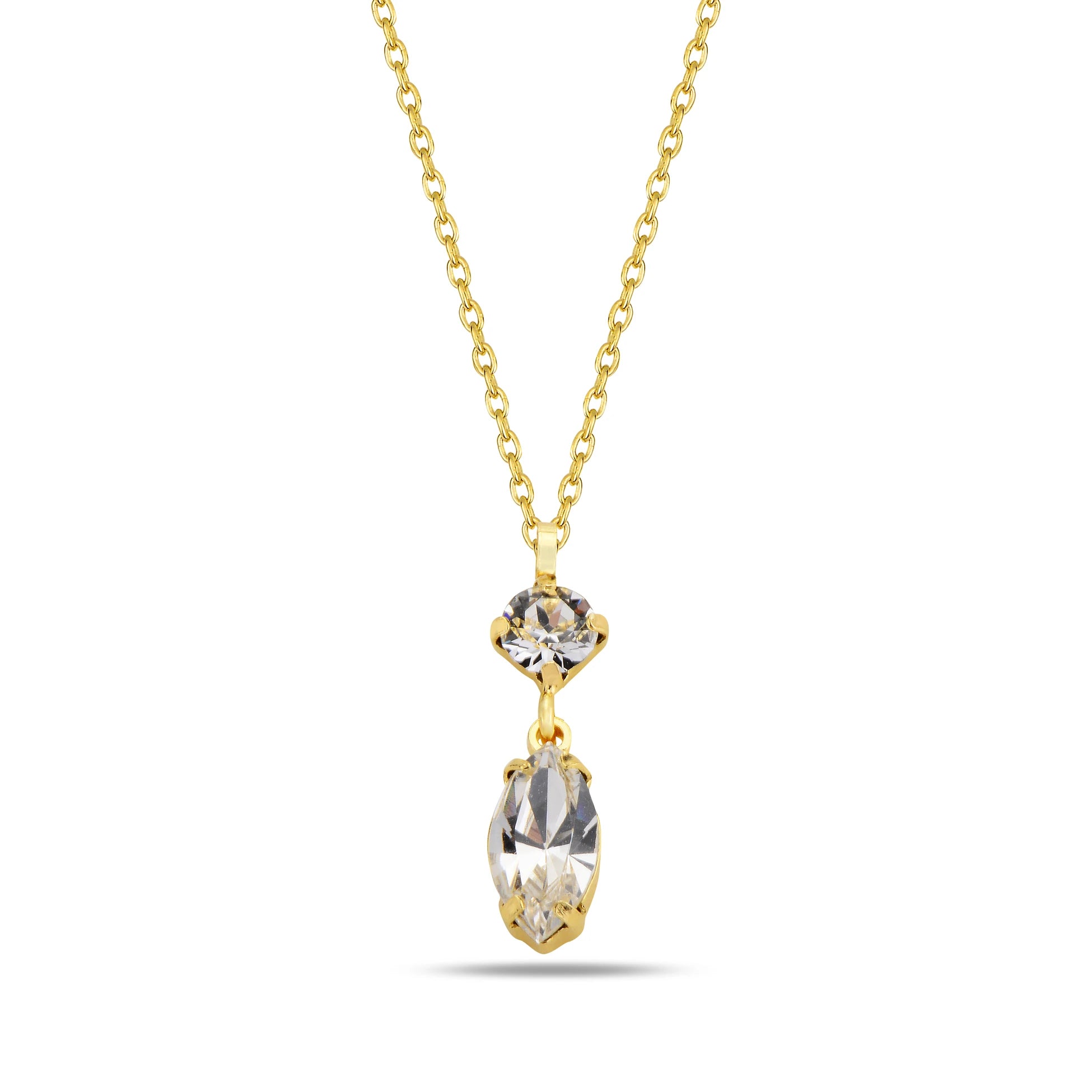 Náhrdelník ze stříbra 925 s krystaly Swarovski – elegantní přívěsek ve tvaru markýzy a kapky