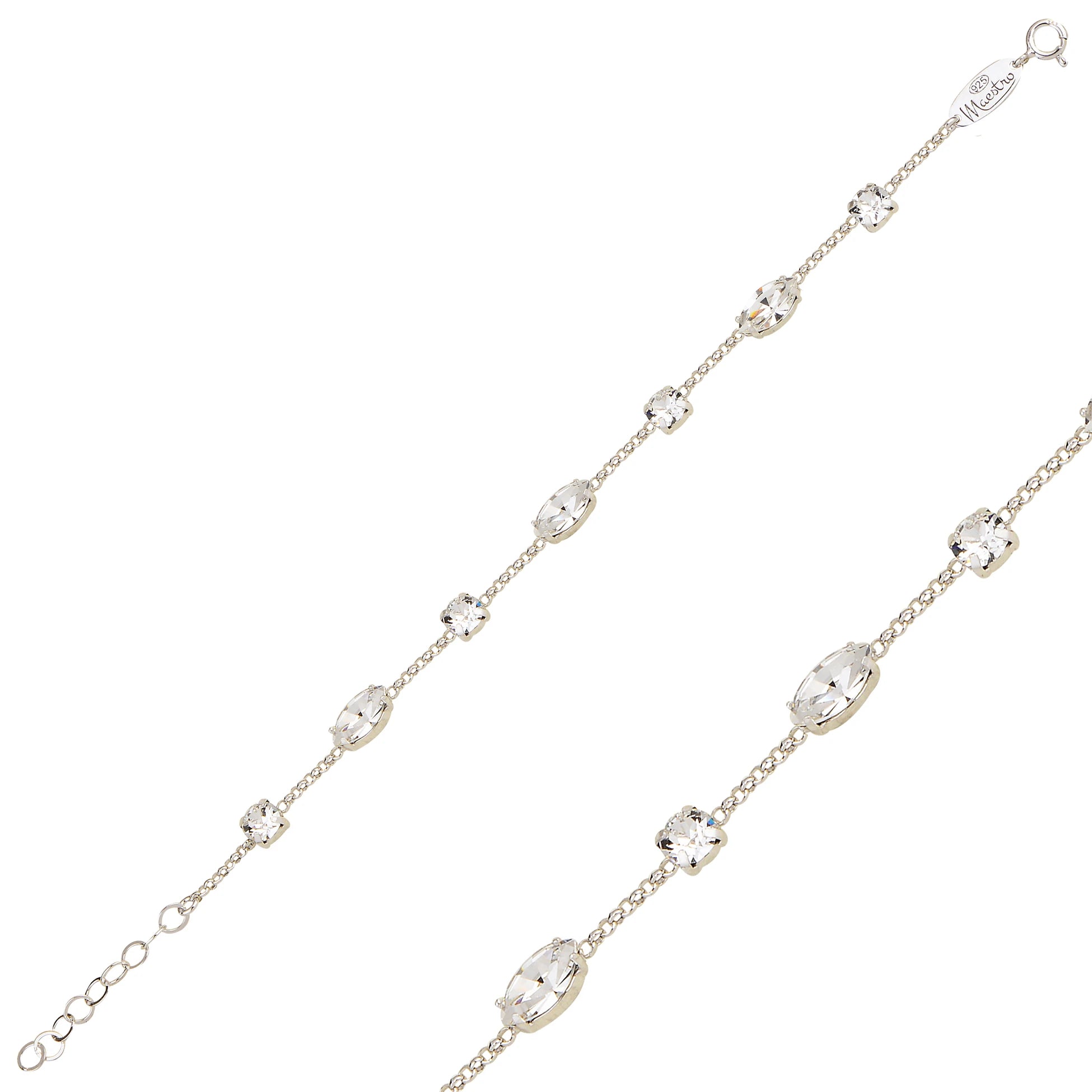 Sterling Silver Marquise Swarovski Crystal Bracelet - Signature Style