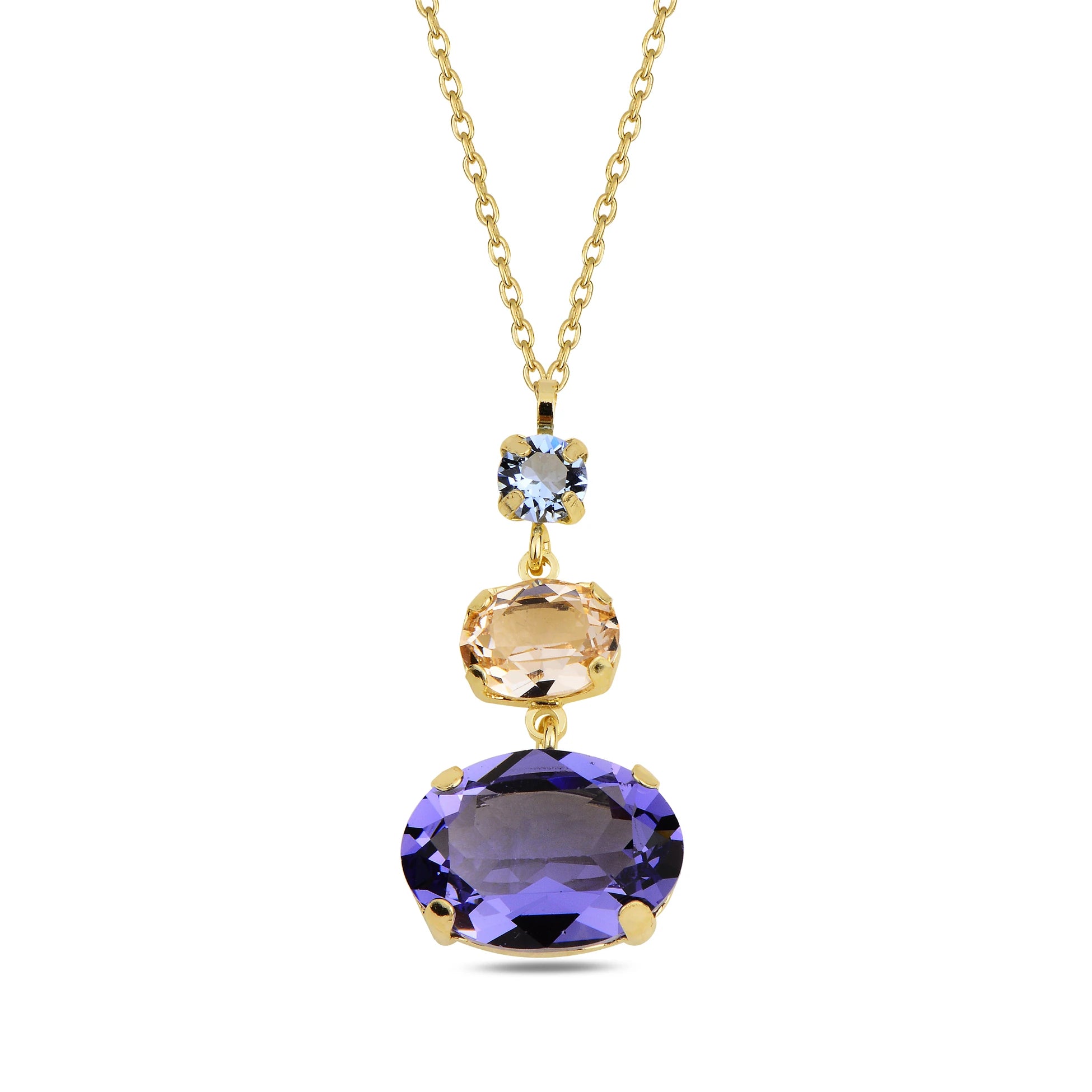 Collier pendentif trois pierres en argent sterling avec cristal Swarovski - Élégance sans effort