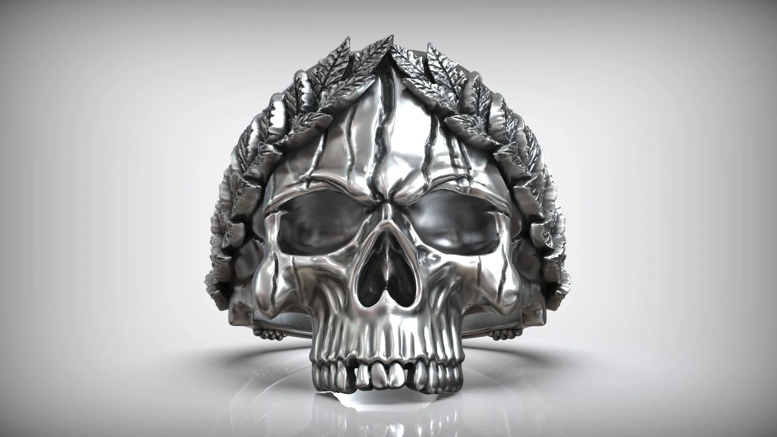 Artisan Laurel Skull Statement Ring
