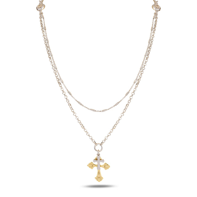 Sterling Silver Swarovski Crystal Minimalist Cross Pendant Necklace