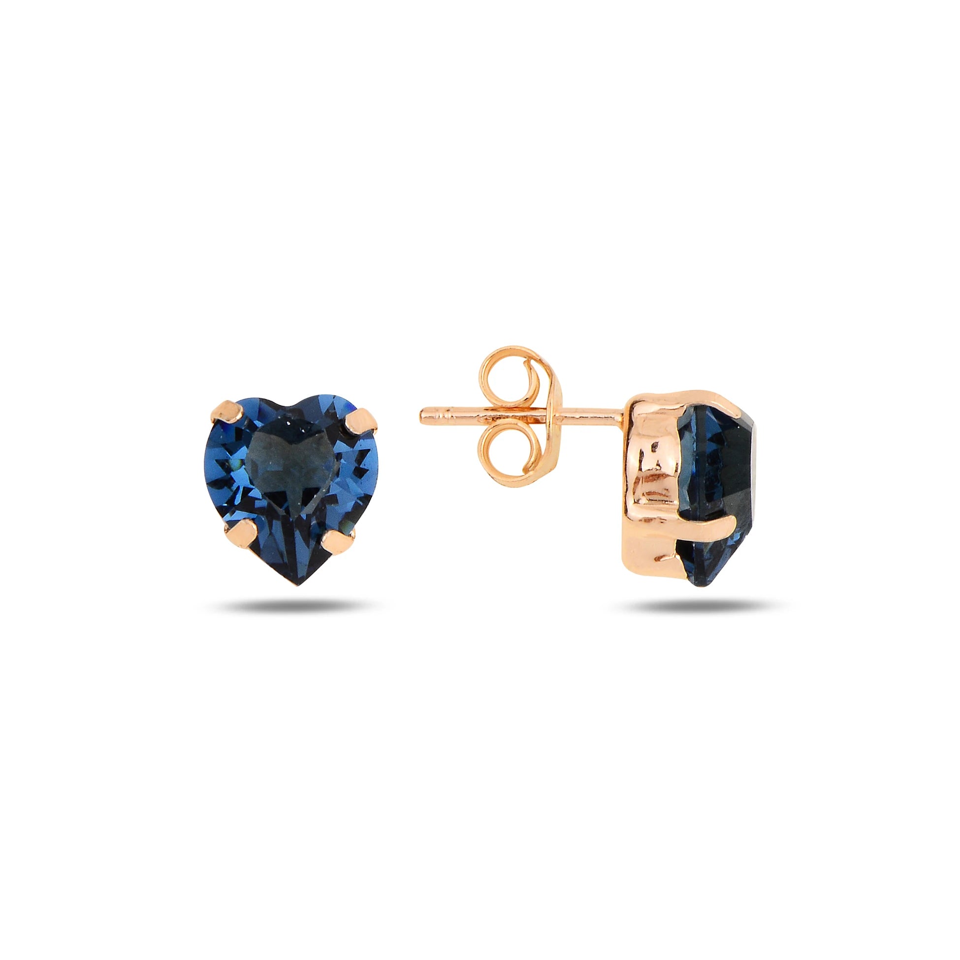 Boucles d'oreilles cœur en argent sterling plaqué or jaune - Cristal Swarovski