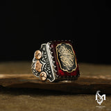 Sterling Silver Men's Engravable Ring - Stone Accented Design