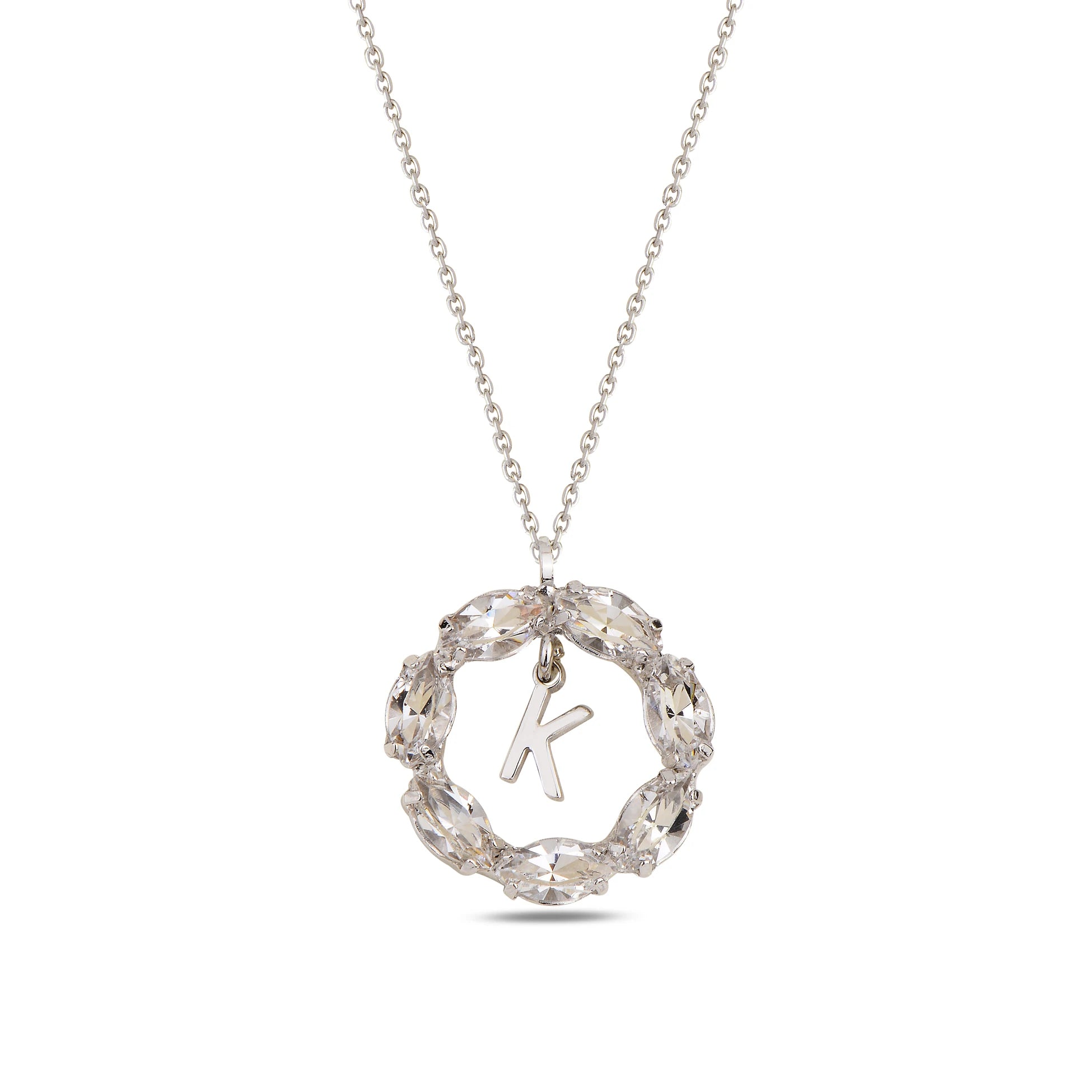 Collar de Plata de Ley con Letras y Cristales Swarovski Marquise