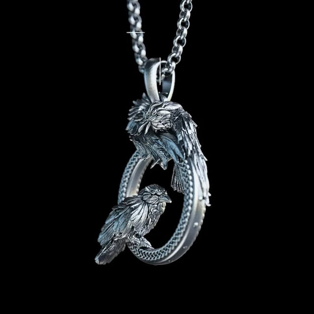 Premium Norse Mythology Hugin Munin Raven Necklace