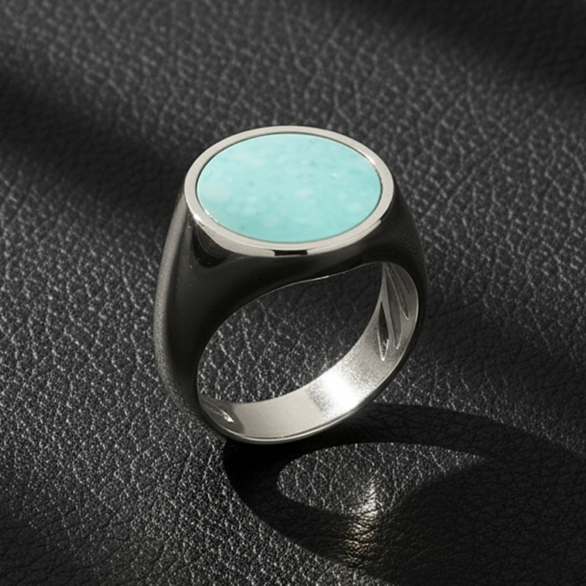 Sterling Silver Amazonite Stone Ring - Distinctive Blue-Green Hue