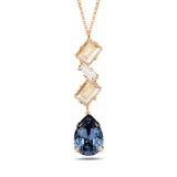 Rhodium Plated Sterling Silver Chandelier Necklace - Pear-Cut Swarovski