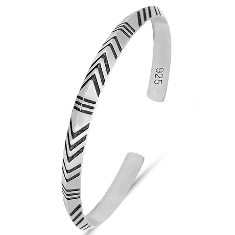 Sterling Silver Vector Bracelet - Contemporary Geometric Artistry