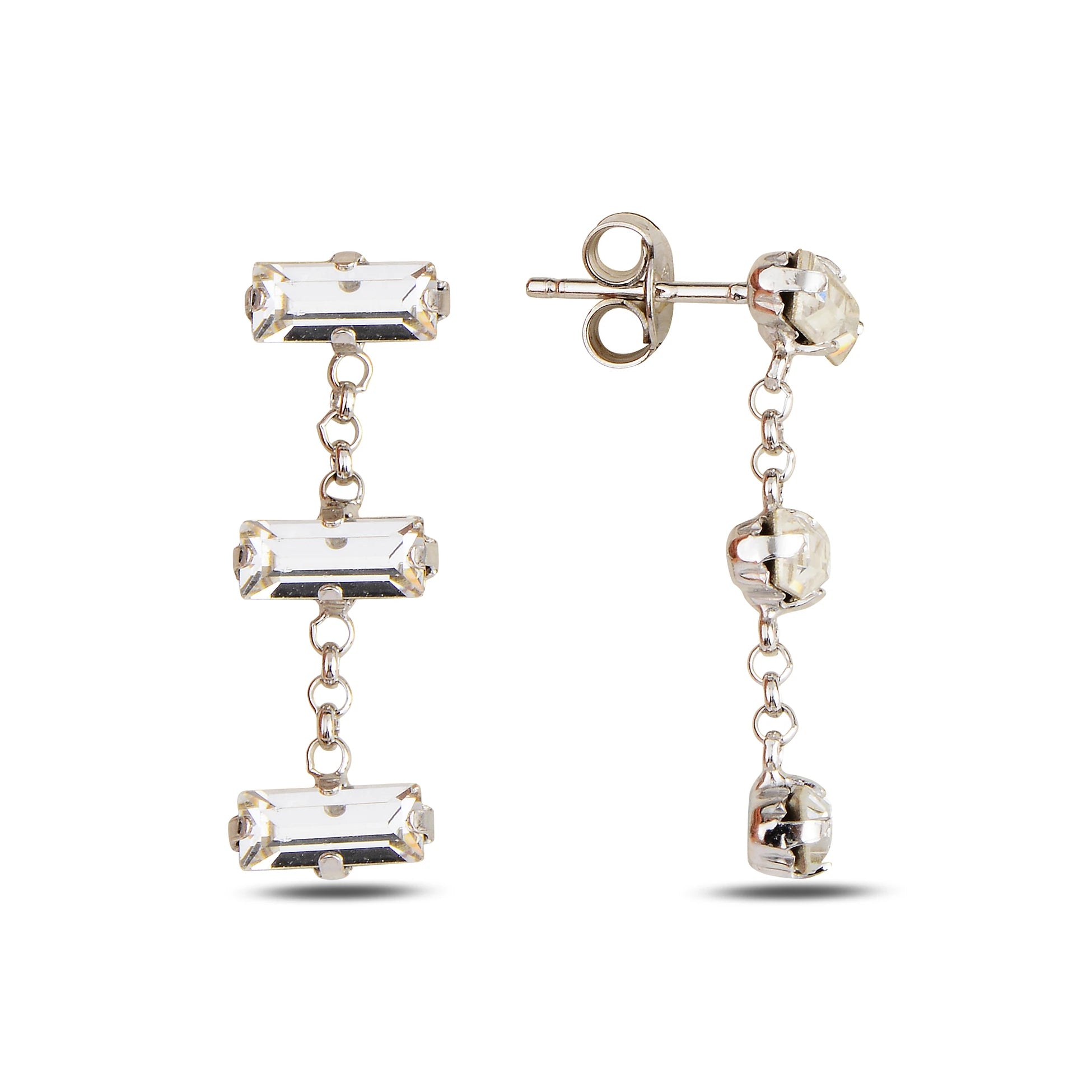 Minimalist Linear Drop Earrings - Effortless Everyday Sparkle