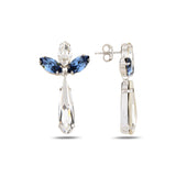 Rose Gold Plated Sterling Silver Dangle Earrings - Marquise Floral
