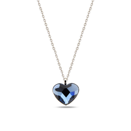 Rhodium Plated Sterling Silver Necklace - Four-Leaf Clover Heart Design