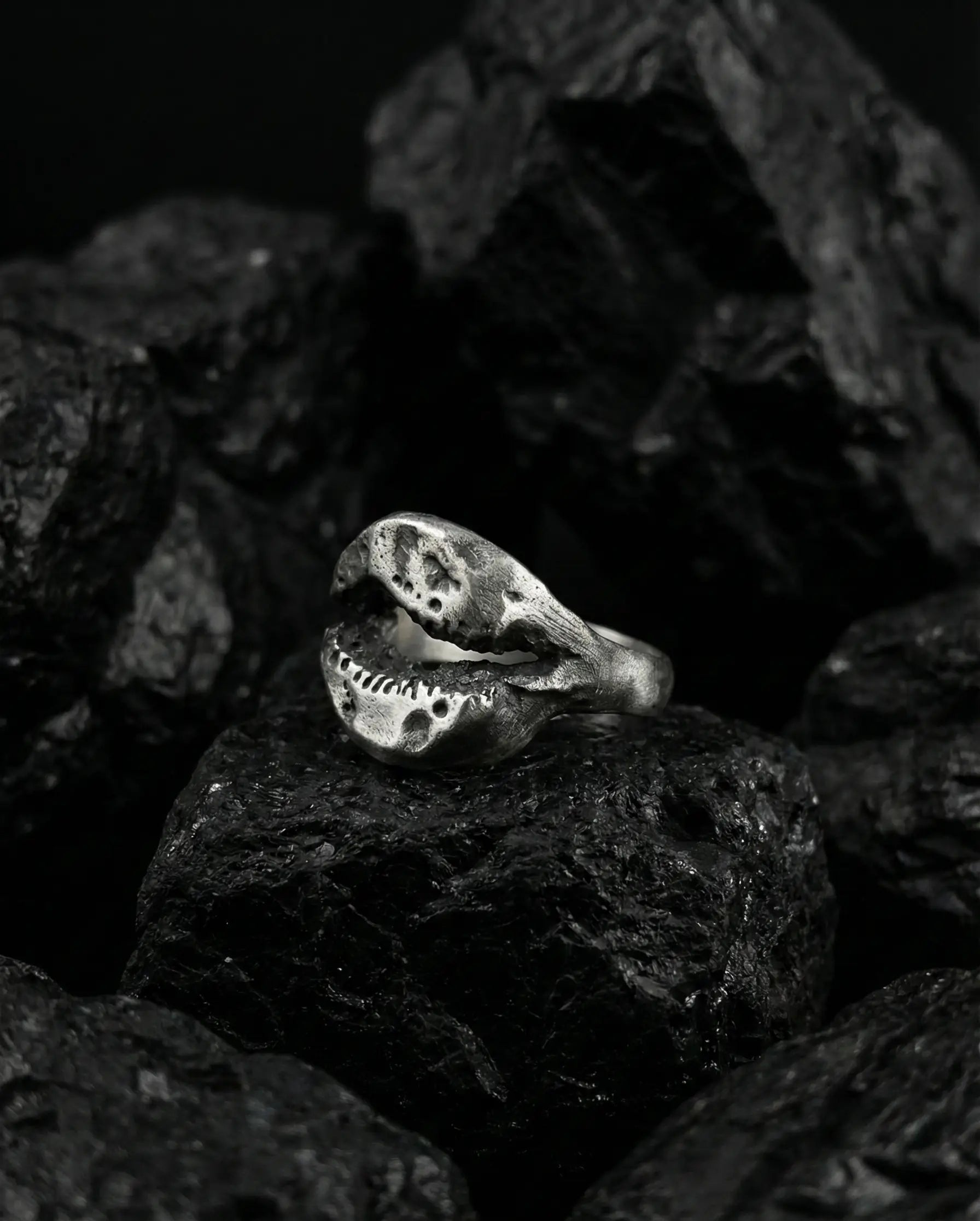 Elegant Obsidian Split Band Ring