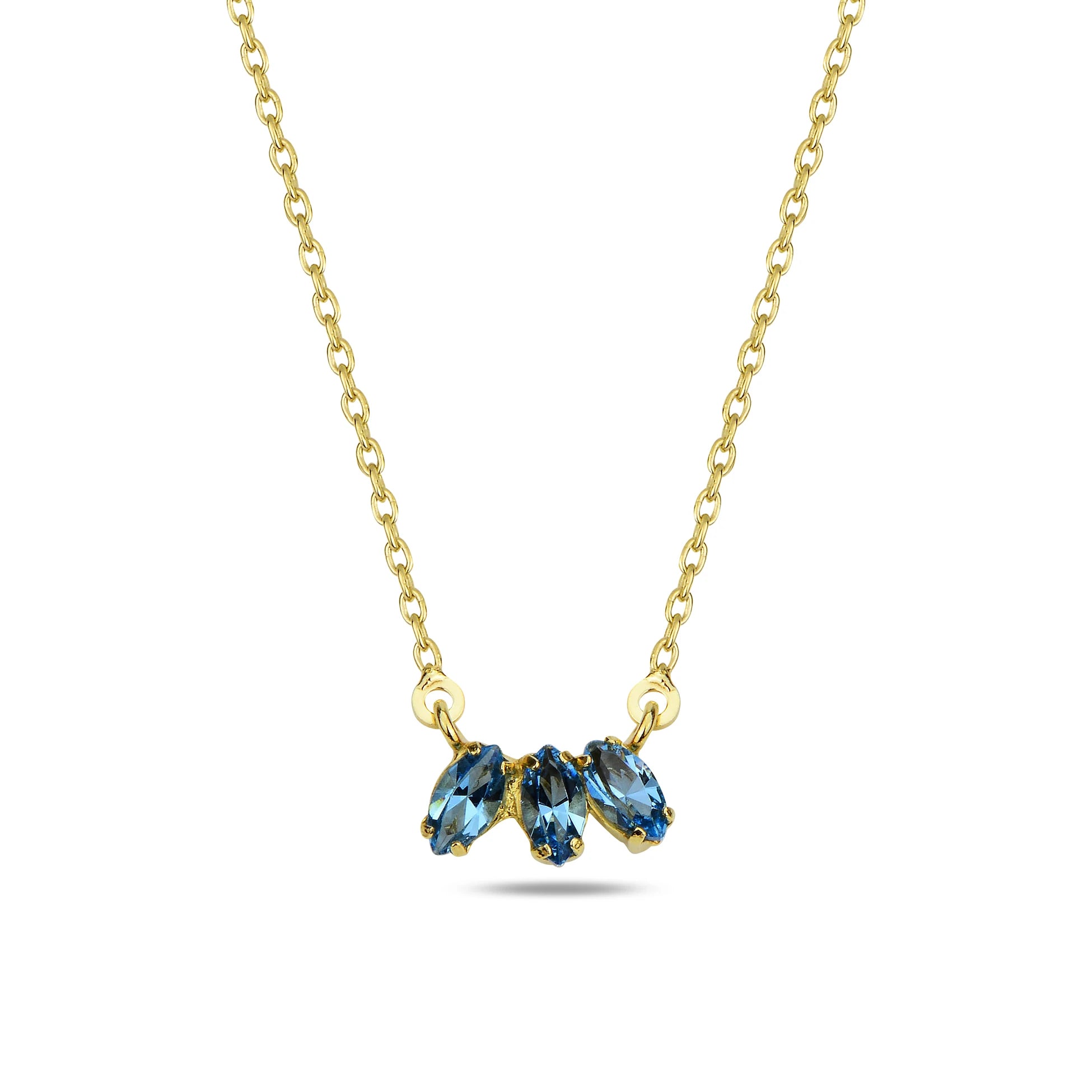 Sterling Silver Swarovski Crystal Necklace - Marquise Cut Neptune
