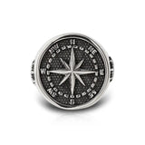 Sterling Silver Compass Ring - Symbol of Guidance and Exploration