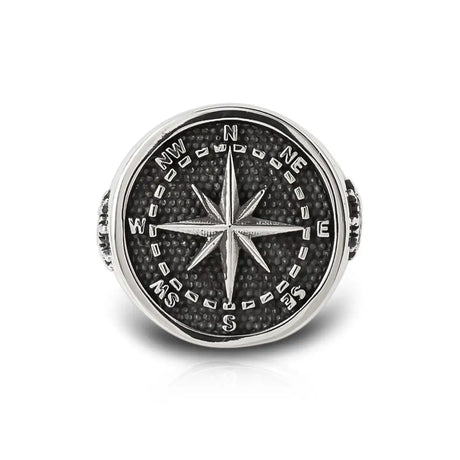 Sterling Silver Compass Ring - Symbol of Guidance and Exploration