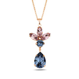 Collana Corona Flora placcata in oro rosa in argento sterling con cristalli marquise