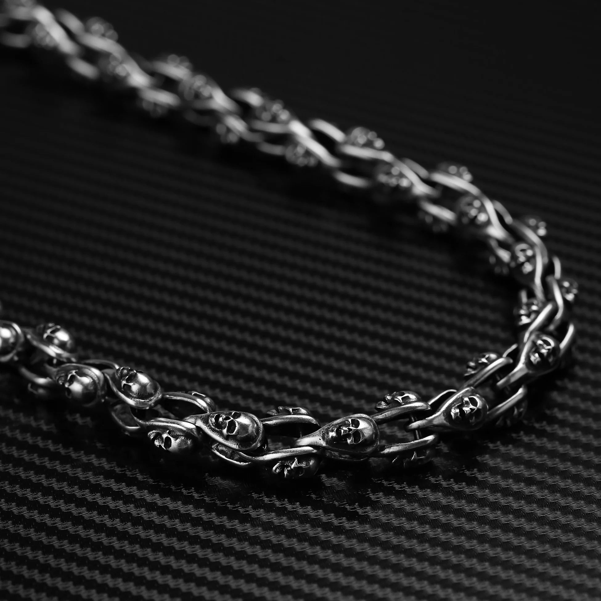 Sterling Silver Skull Chain Necklace - Bold & Edgy Statement