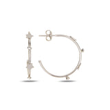 Sterling Silver Star Hoop Earrings - Minimalist Swarovski Sparkle