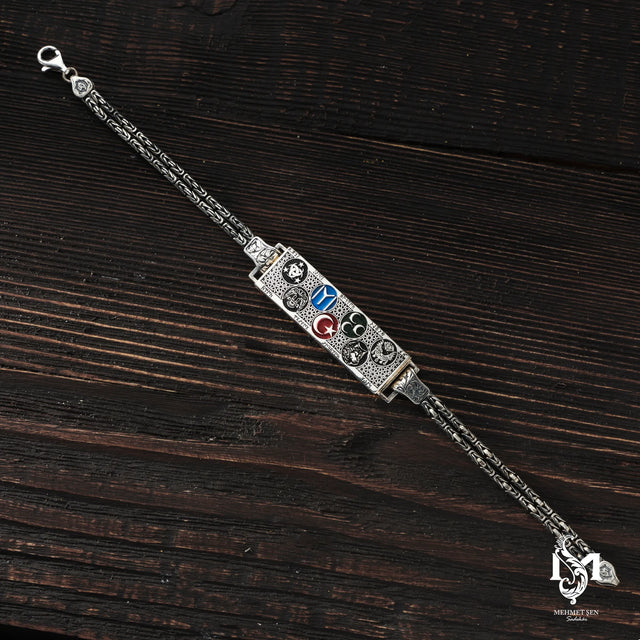Sterling Silver Men's Bracelet - Echoes of History Design