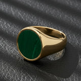 Malachite Gemstone Ring - 18K Gold Plated Elegance & Style