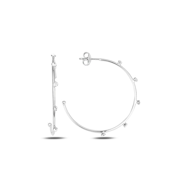 Sterling Silver Swarovski Crystal Mini Hoop Earrings - Minimalist Bezel Set