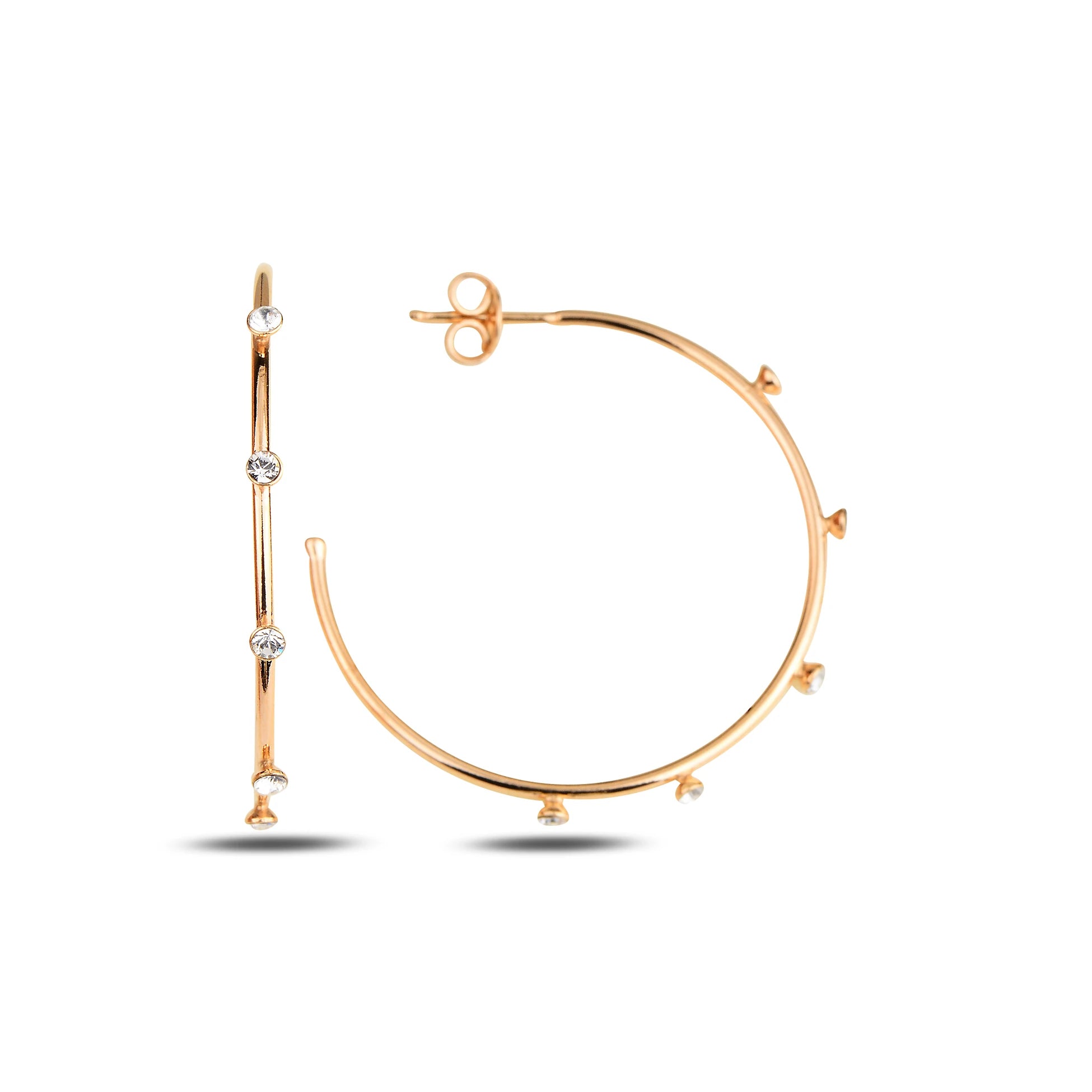Sterling Silver Swarovski Crystal Mini Hoop Earrings - Minimalist Bezel Set