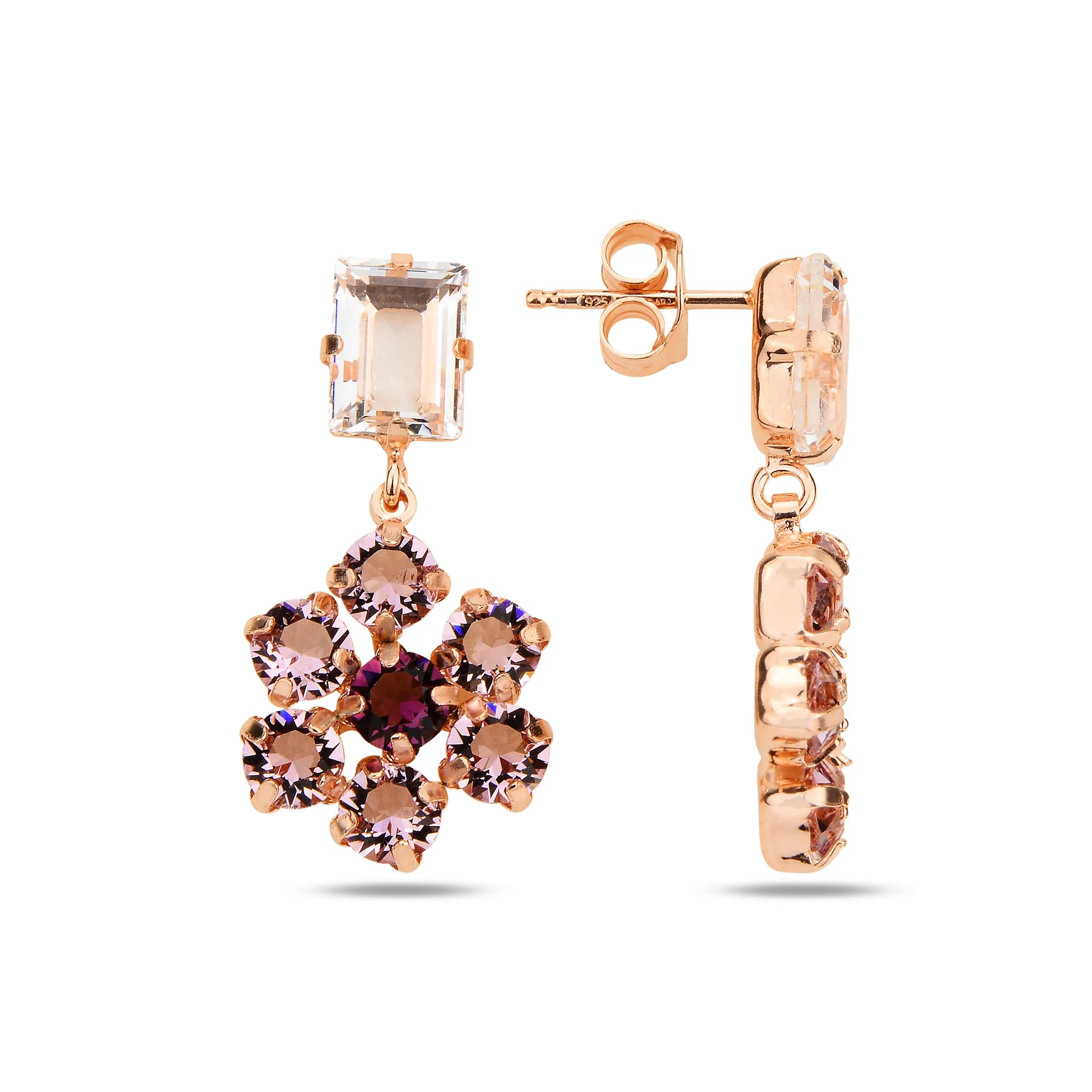 Vibrant Swarovski Crystal Earrings - Fiore Flower-Inspired Design