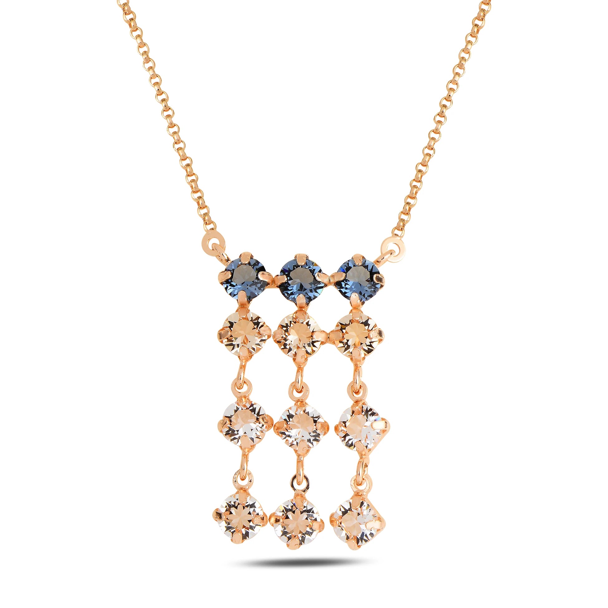 Sparkling Ocean Blue Vertical Necklace - Dazzling Design