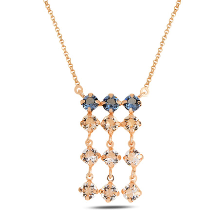 Sparkling Ocean Blue Vertical Necklace - Dazzling Design