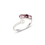 Rose Gold Plated Sterling Silver Open Ring - Three Crystal Design