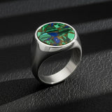 Rhodium Plated Sterling Silver Chrysocolla Ring - Unique Statement