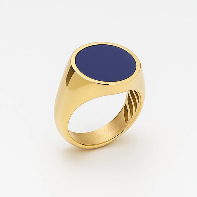 18K Gold Plated Lapis Lazuli Ring - Deep Blue Elegance & Style