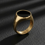 18K Gold Plated Onyx Stone Ring - Sophisticated & Enduring Design