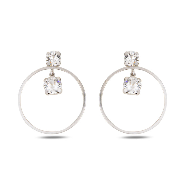 Sparkling Crystal Hoop Earrings - Elegant Modern Design