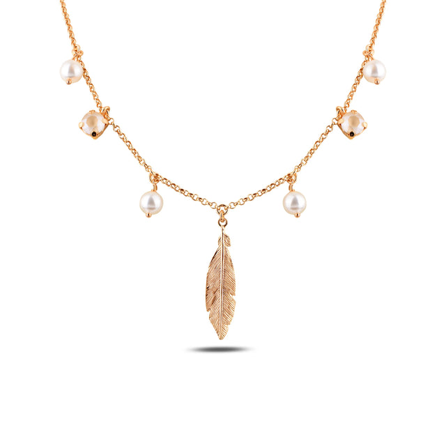 Pearl Feather Pendant Necklace - Spirit Collection Talisman