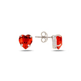 Boucles d'oreilles cœur en argent sterling plaqué or jaune - Cristal Swarovski