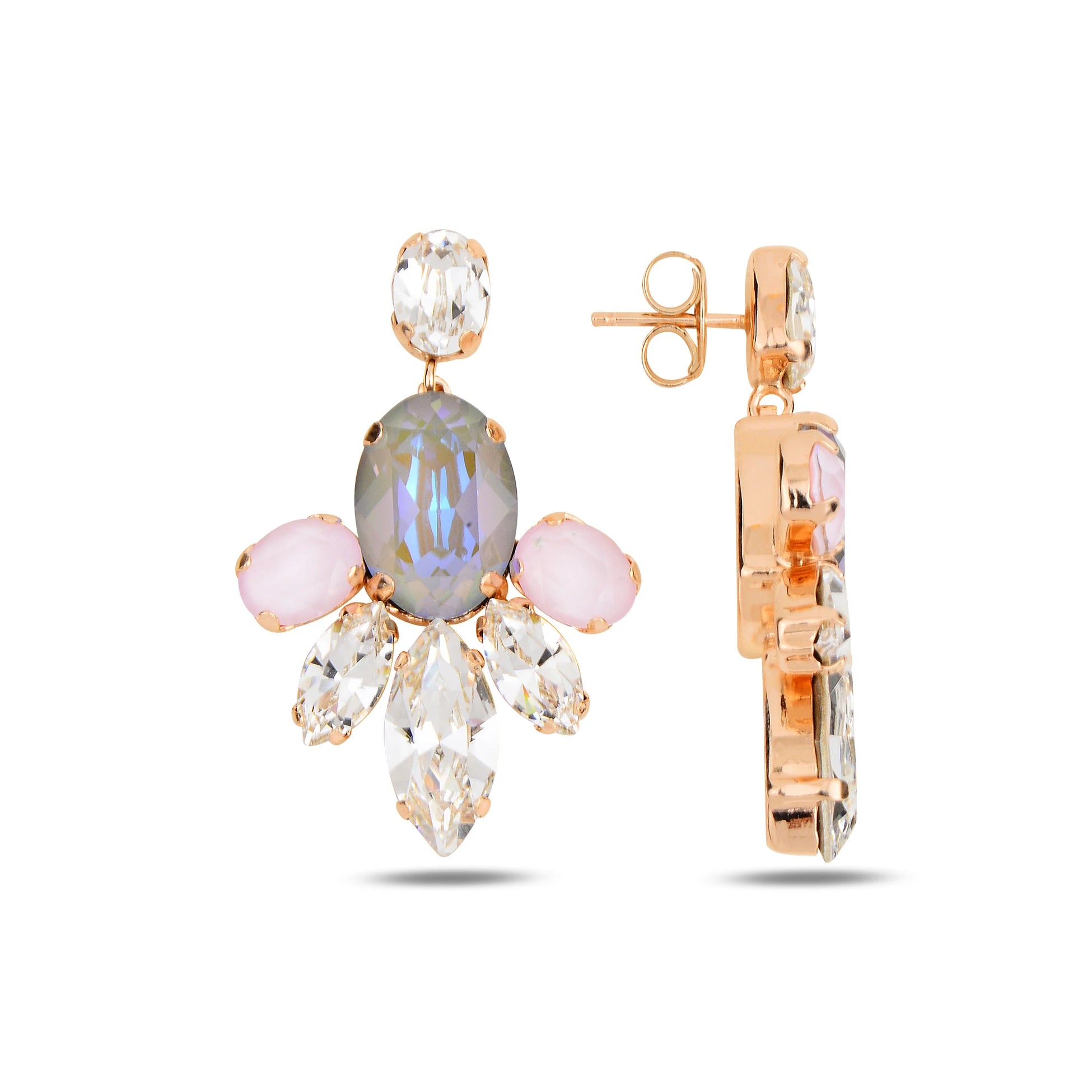 Swarovski Crystal Sterling Silver Drop Earrings - Floral Bloom