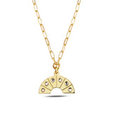 Rose Gold Plated Sterling Silver Half Hoop Necklace - Colorful Swarovski