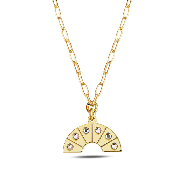 Rose Gold Plated Sterling Silver Half Hoop Necklace - Colorful Swarovski