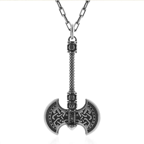 Sterling Silver Viking Axe Pendant Necklace - Norse Mythology Inspired
