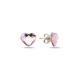 Rhodium Plated Sterling Silver Heart Earrings - Bezel Set Swarovski Crystal