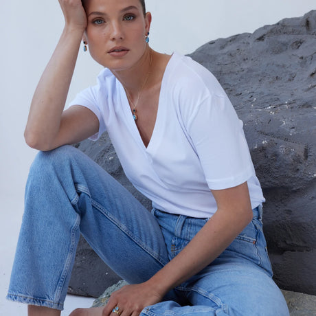 Rhodium Plated Sterling Silver Pear Cut Swarovski Crystal Necklace