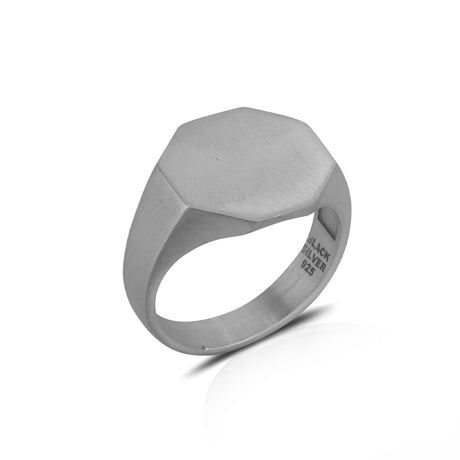 Sterling Silver Pentagon Ring - Personalized Name Engraving